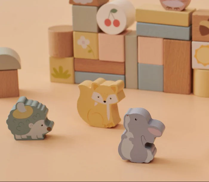 50-Piece Wooden Animal Block Set - Image 11