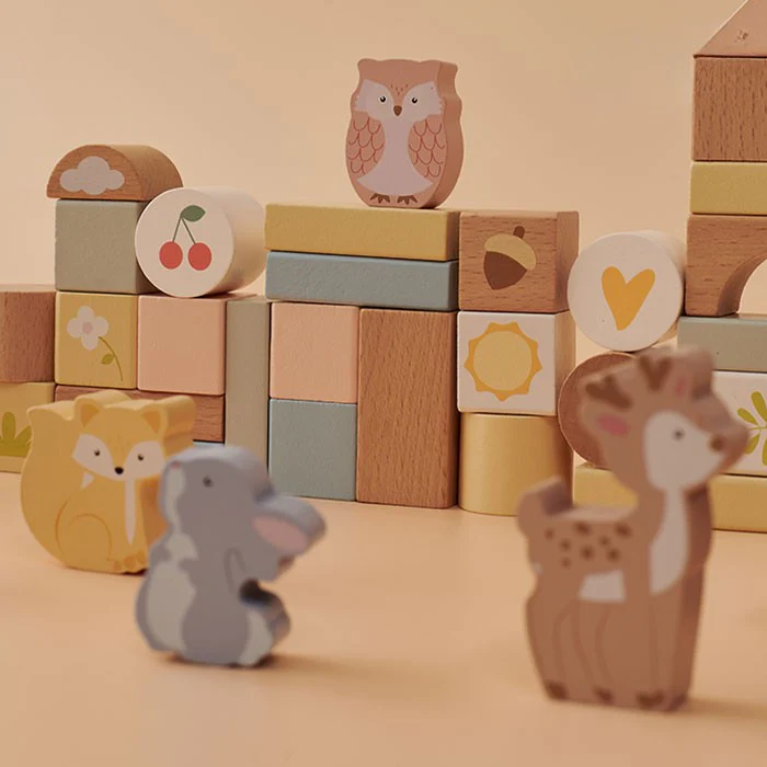 50-Piece Wooden Animal Block Set - Image 5