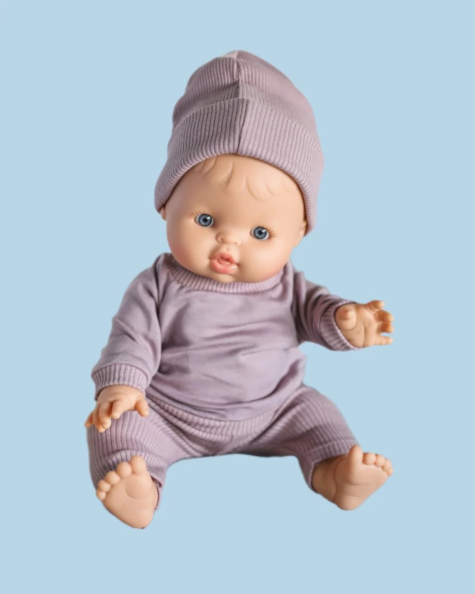 Doll Clothes | Doll Sweatshirt Set w/ Beanie - Lavender (11" & 13" dolls) - Image 3