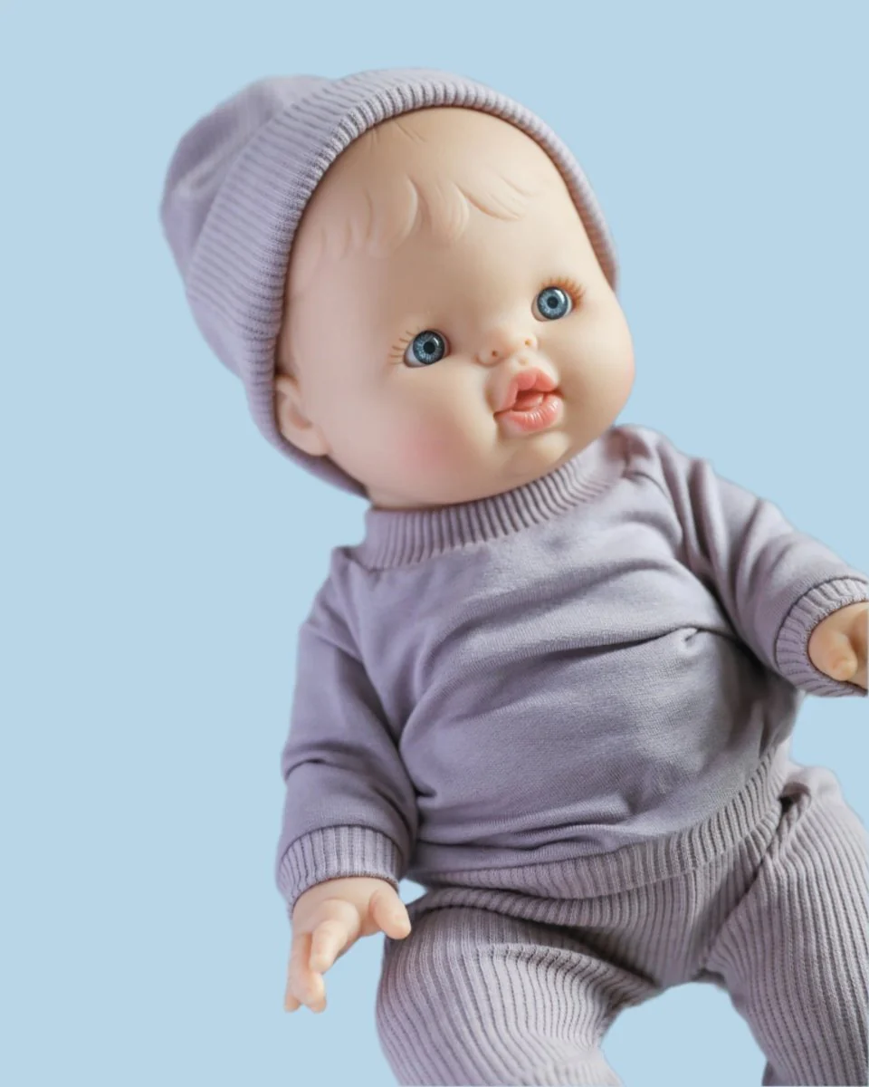 Doll Clothes | Doll Sweatshirt Set w/ Beanie - Lavender (11" & 13" dolls) - Image 4