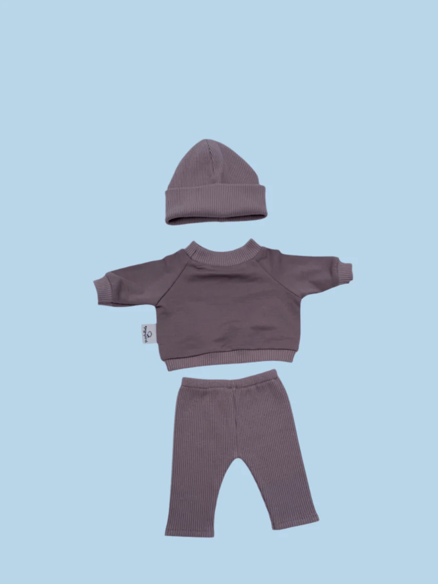 Doll Clothes | Doll Sweatshirt Set w/ Beanie - Lavender (11" & 13" dolls) - Image 5