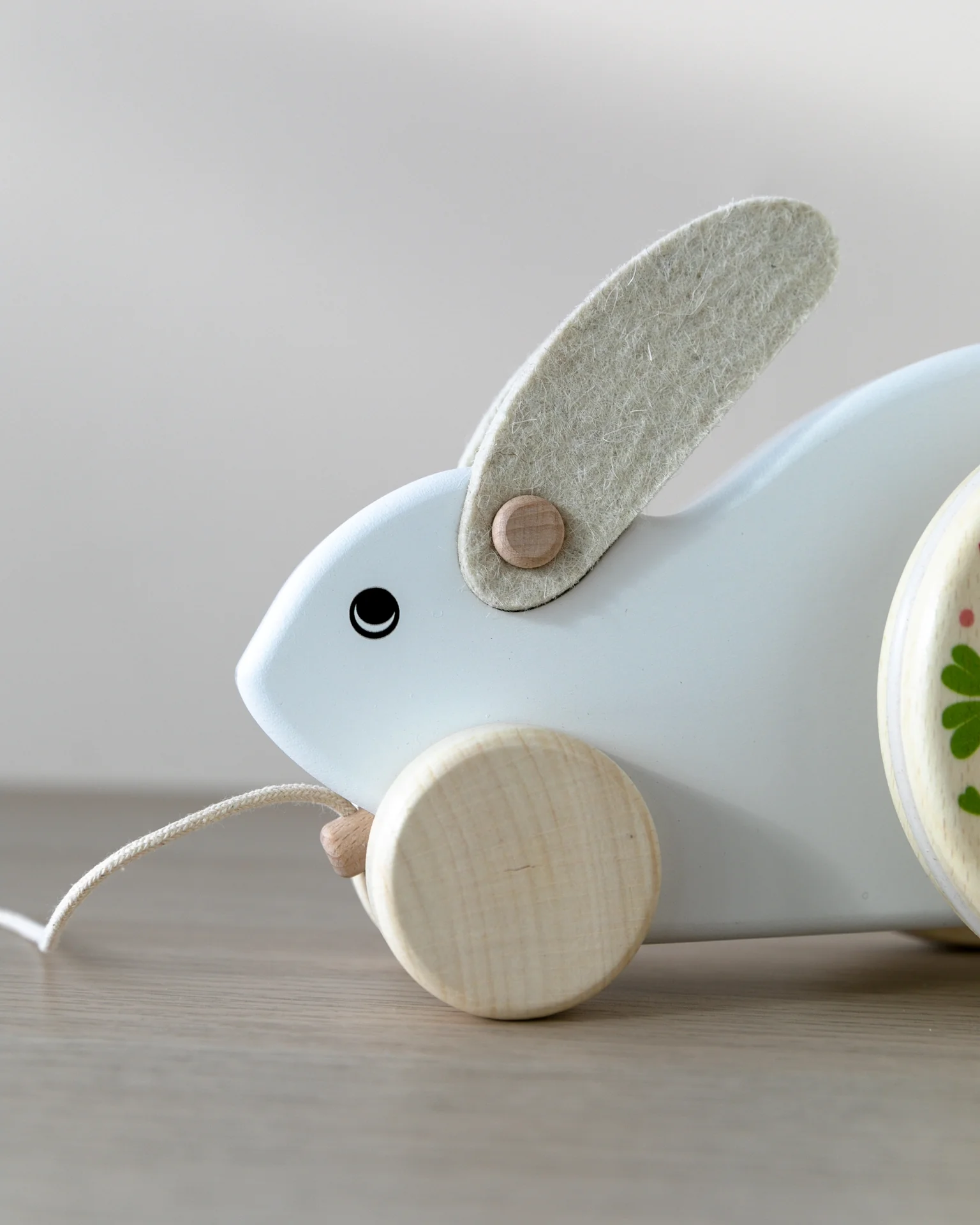 Large Hopping Wooden Rabbit - White - Image 4