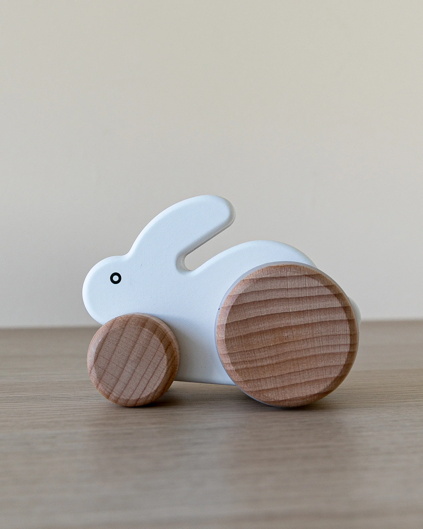 Small Hopping Wooden Rabbit - White - Image 2