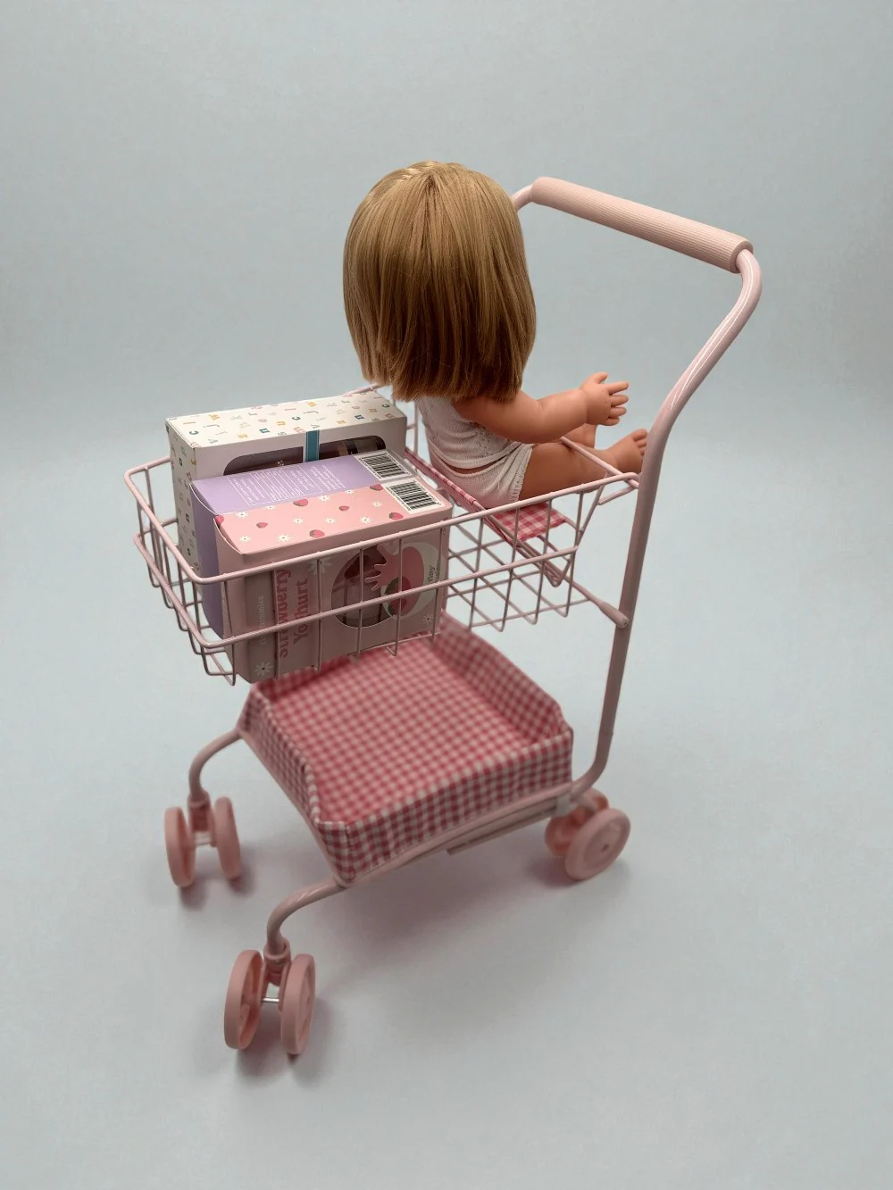 Toy Shopping Cart - Bubblegum Gingham - Image 4