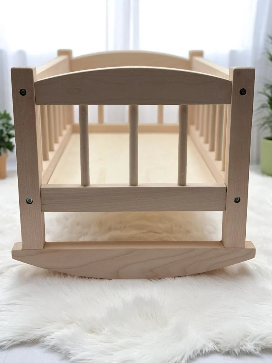 Bebenita | Wooden Baby Doll Cradle Bed in Natural Birch - Image 4