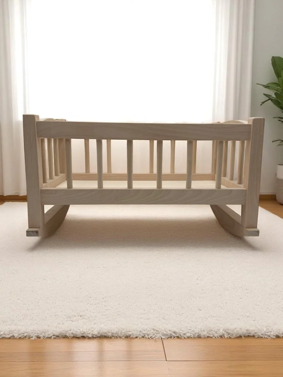 Bebenita | Wooden Baby Doll Cradle Bed in Natural Birch - Image 5