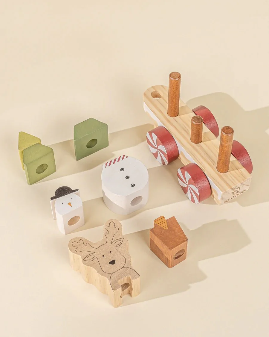 Wooden Stacking Christmas Train - Image 4