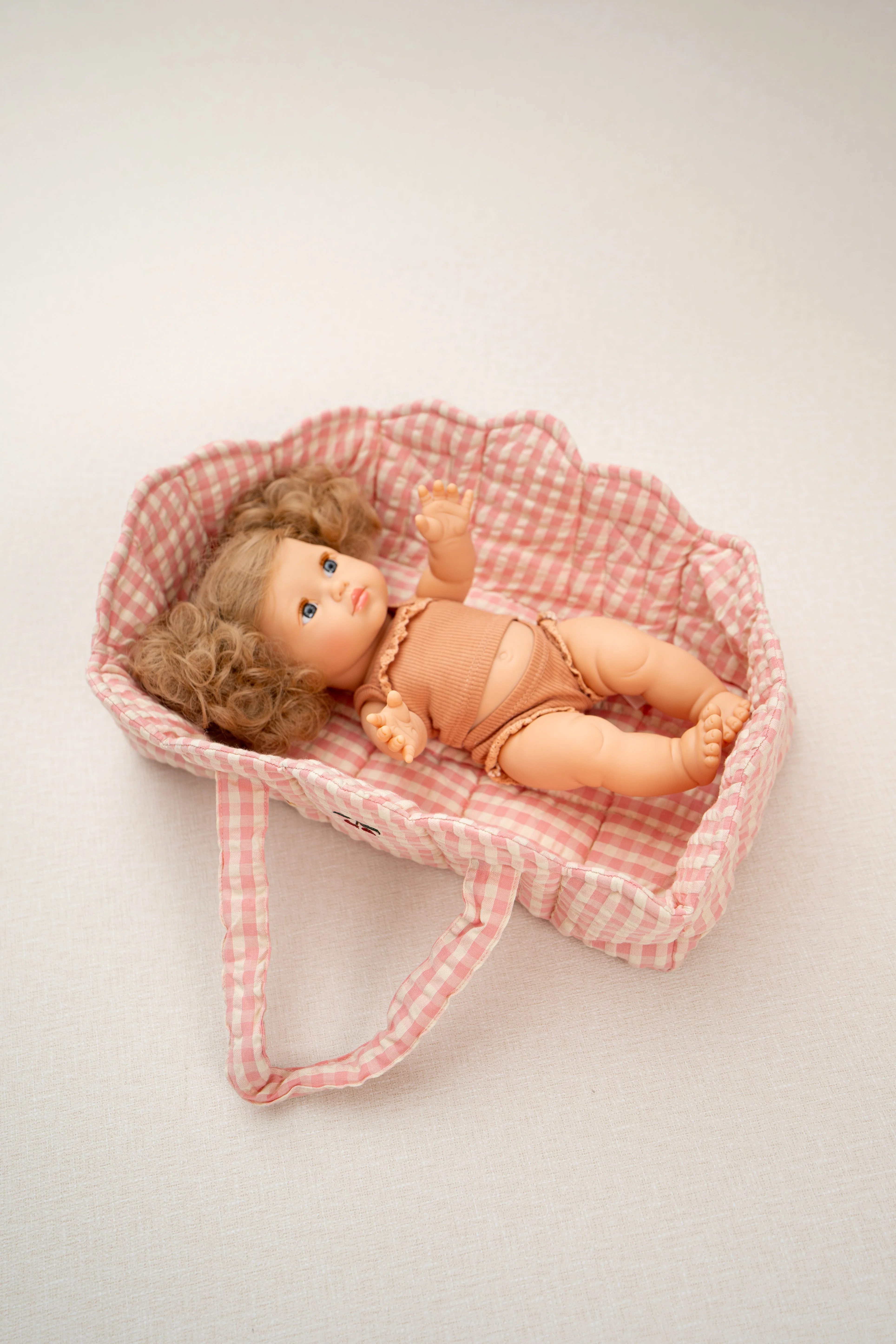 Doll Basket - Powder Pink Check - Image 2