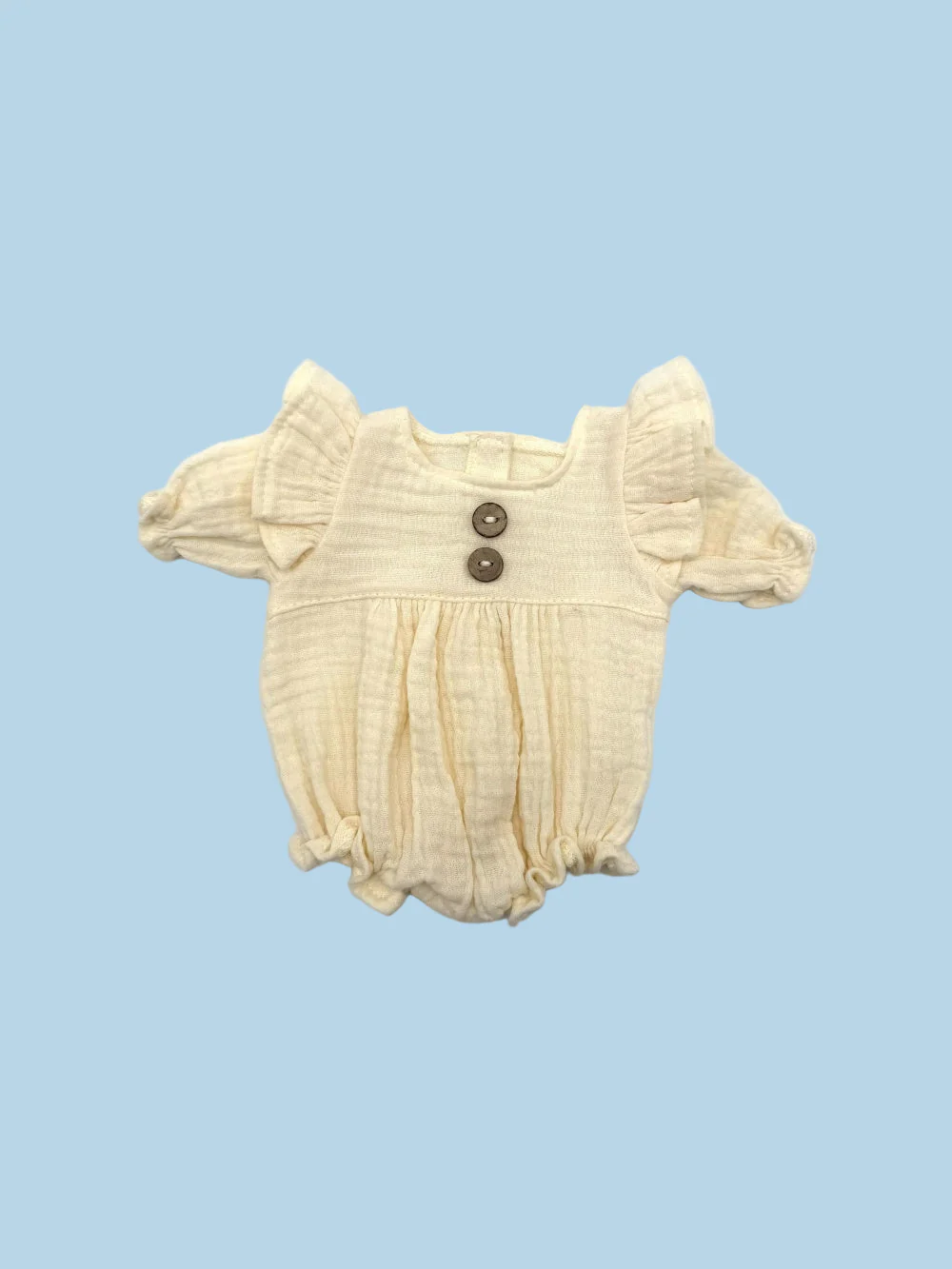 Doll Clothes | Doll Muslin Romper - Vanilla Cream (11" - 14" dolls) - Image 3