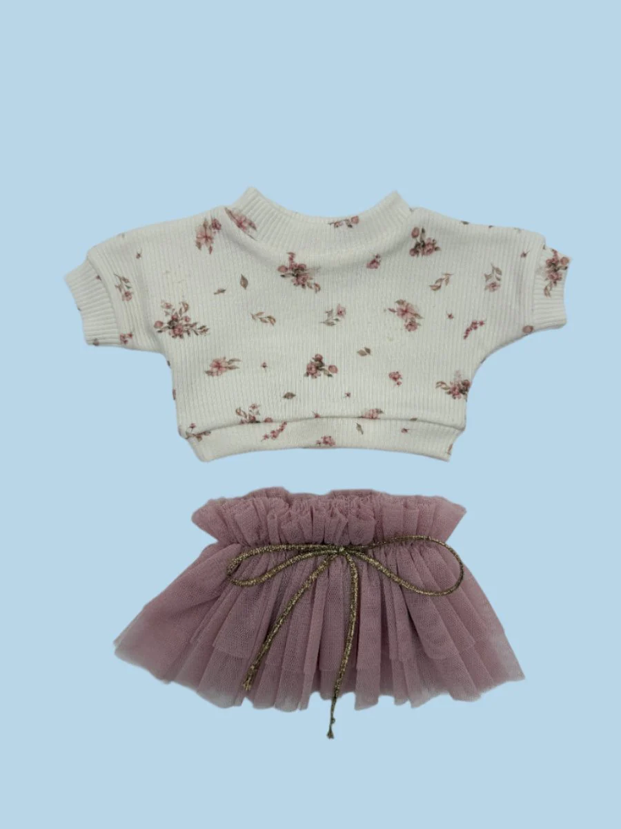 Doll Clothes | Doll Sweatshirt Tutu Set - Meadow Mist (11" & 13" dolls) - Image 2