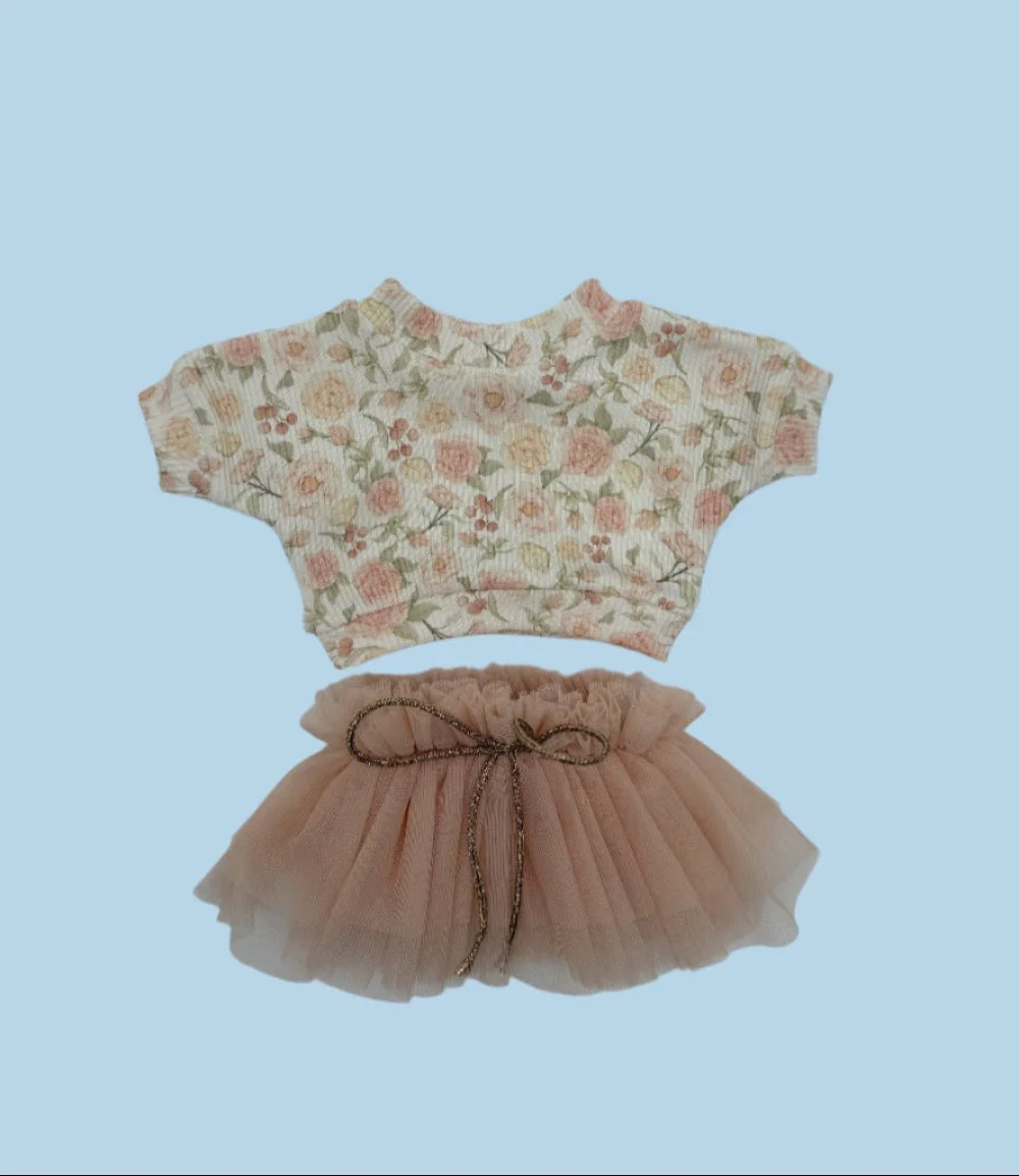 Doll Clothes | Doll Sweatshirt Tutu Set - Rose Garden (11" & 13" dolls) - Image 2