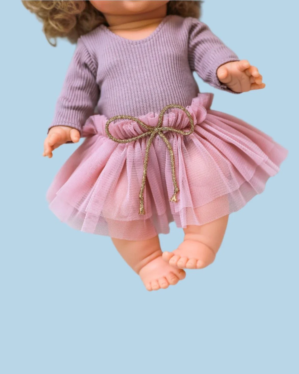 Doll Clothes | Doll Tutu Bodysuit - Lavender (11" - 14" dolls) - Image 6