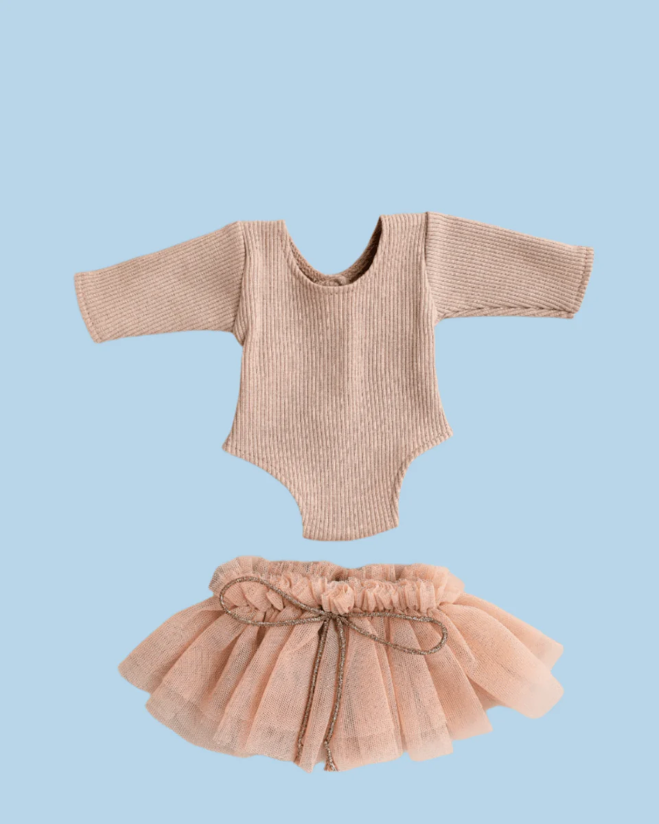 Doll Clothes | Doll Tutu Bodysuit - Sand (11" - 14" dolls) - Image 3