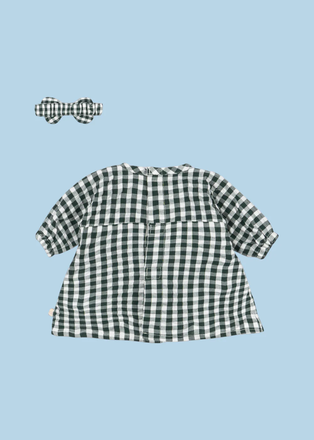 Doll Clothes - Dress & Ribbon Set - Green Check (18" dolls) - Image 2