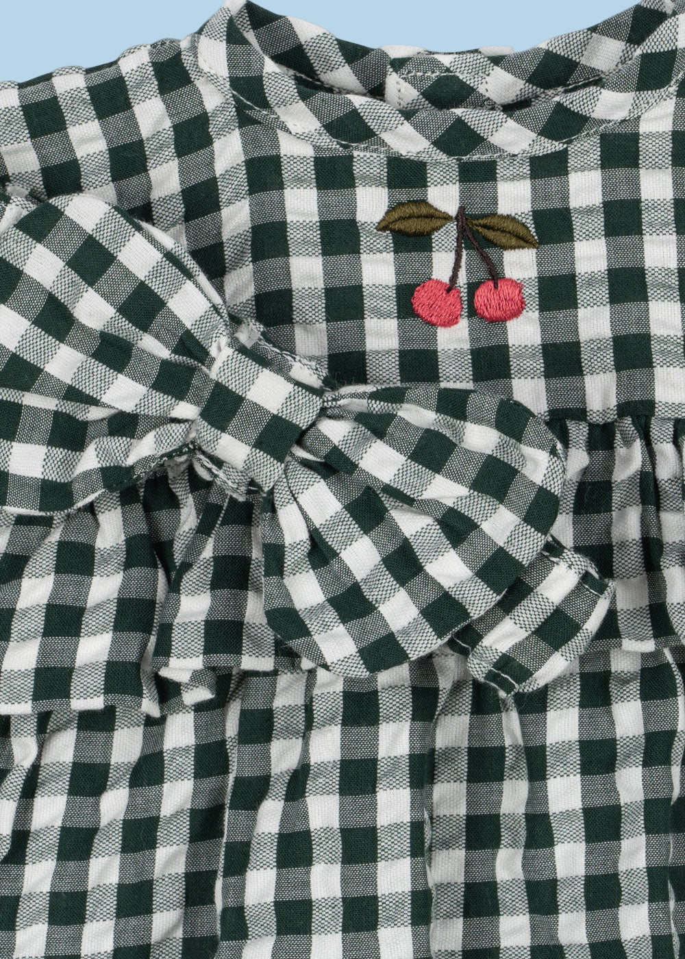 Doll Clothes - Dress & Ribbon Set - Green Check (18" dolls) - Image 3