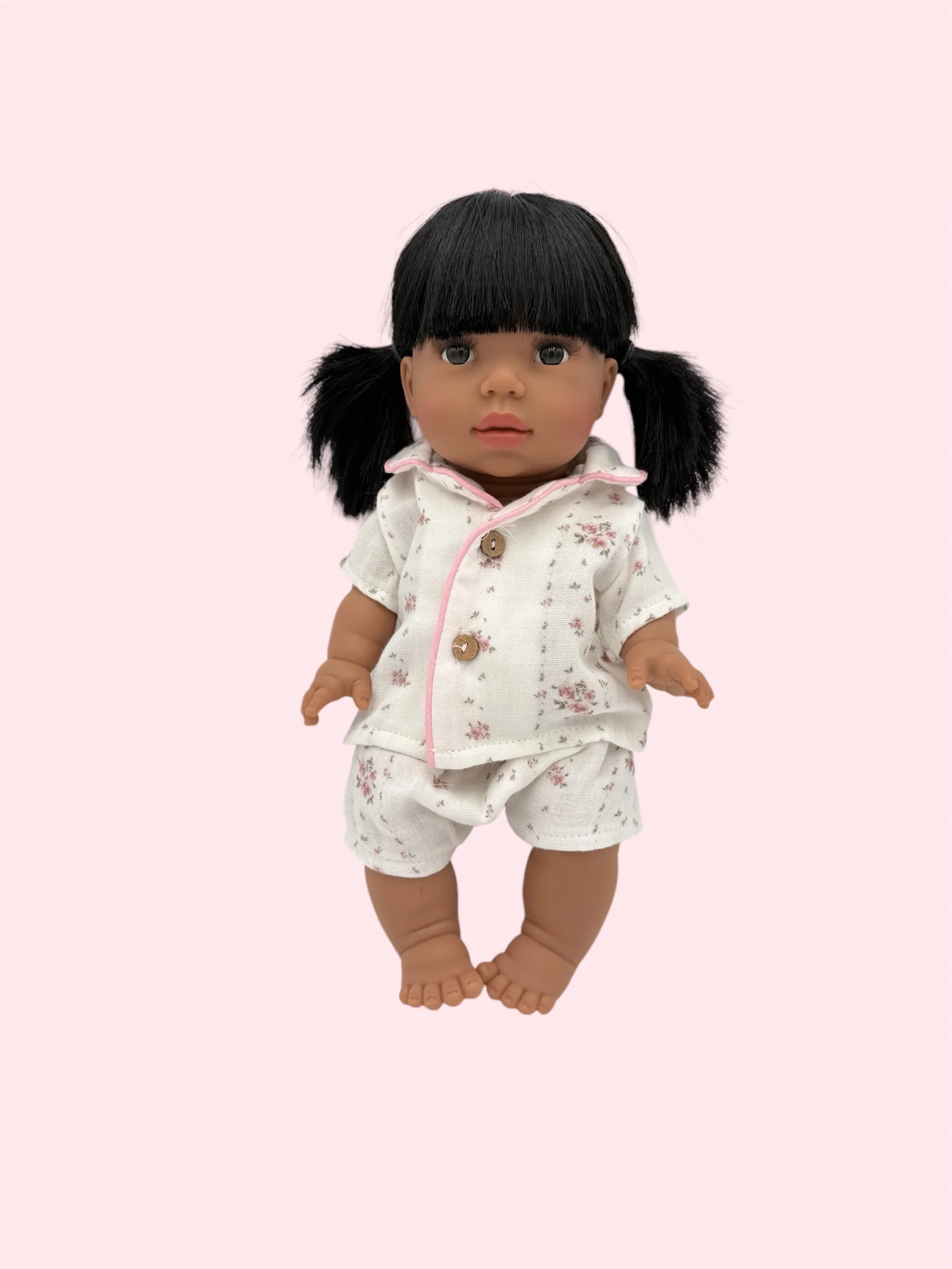 Pajama Set - Pink-Lined White Floral - Image 3
