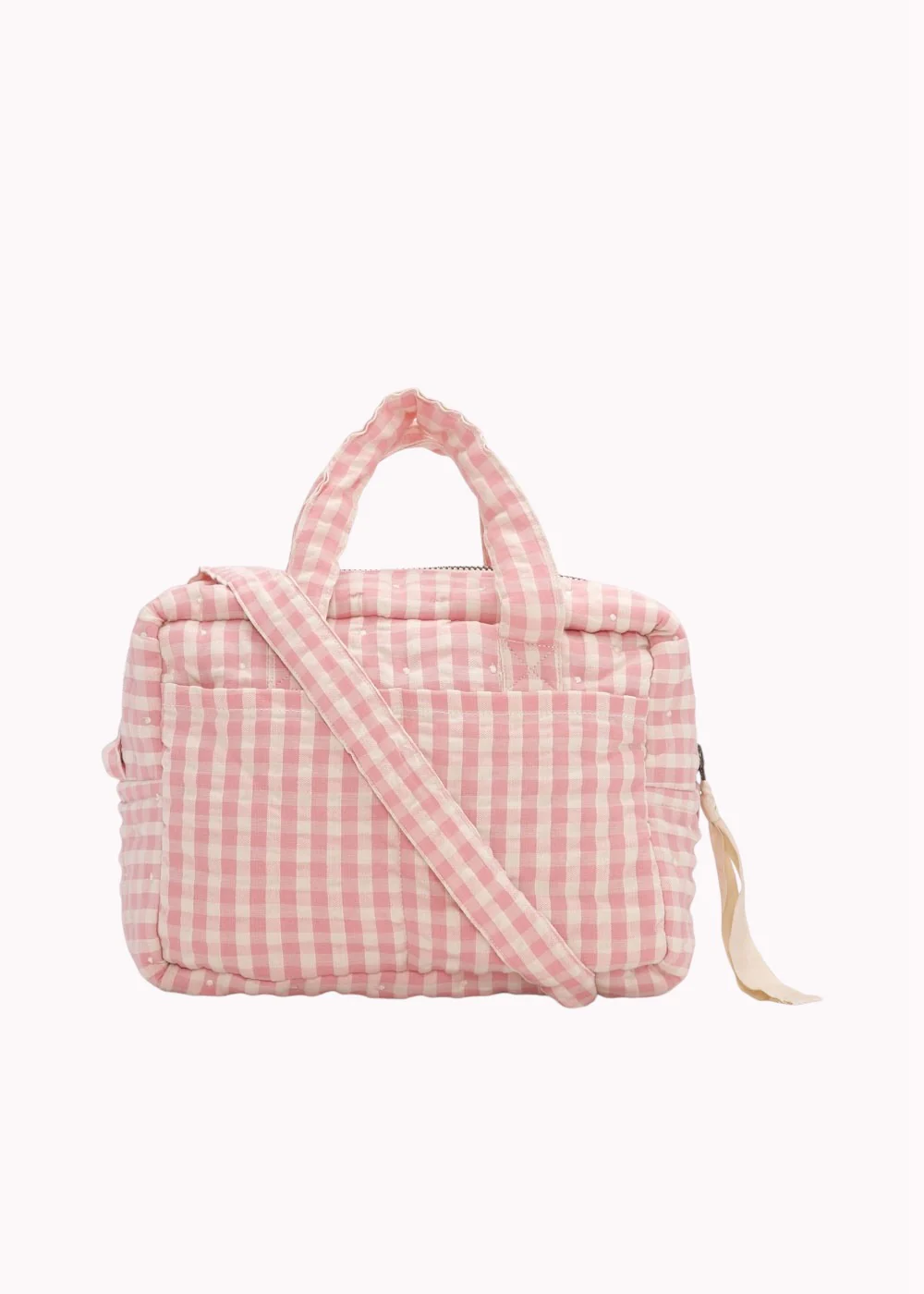 Doll Diaper Bag - Powder Pink Check - Image 2