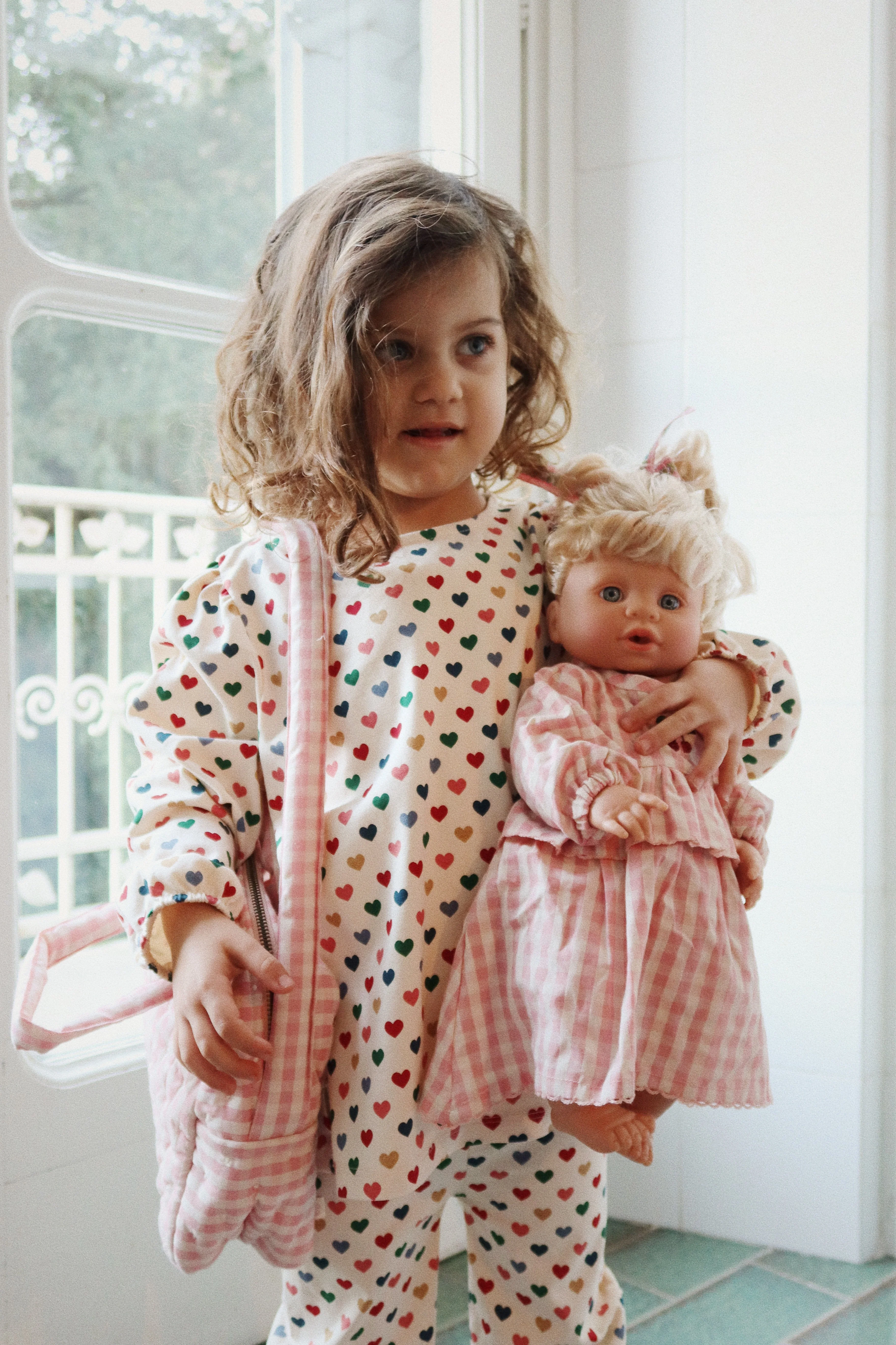 Doll Diaper Bag - Powder Pink Check - Image 6