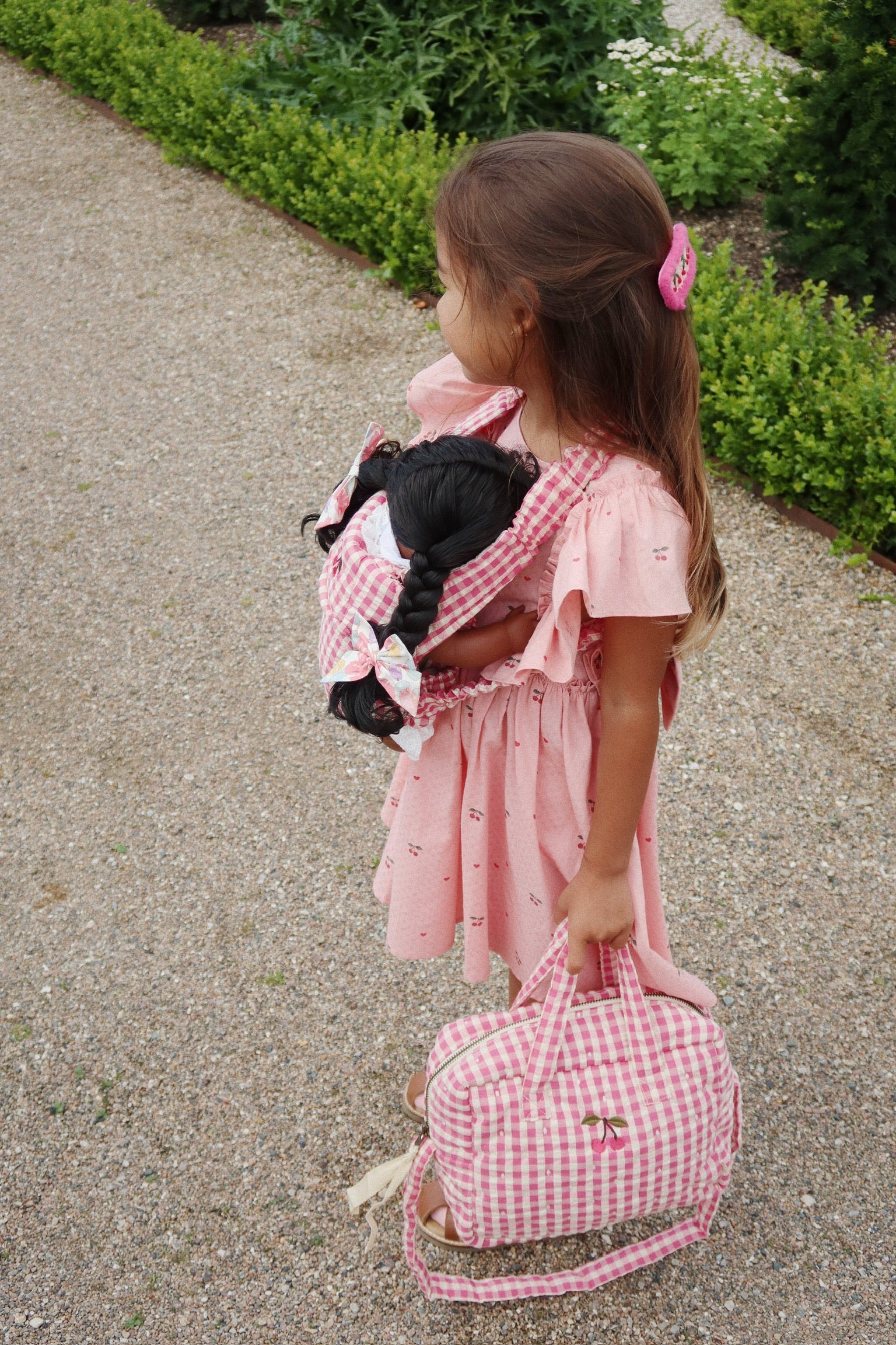 Doll Diaper Bag - Powder Pink Check - Image 7