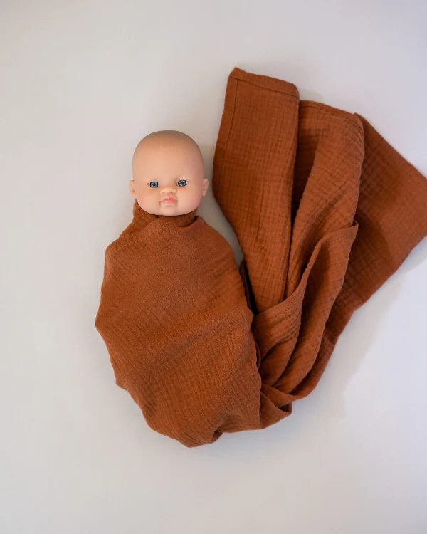 Doll Muslin Swaddle Blanket - Cinnamon - Image 2