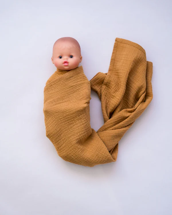 Doll Muslin Swaddle Blanket - Toffee - Image 2