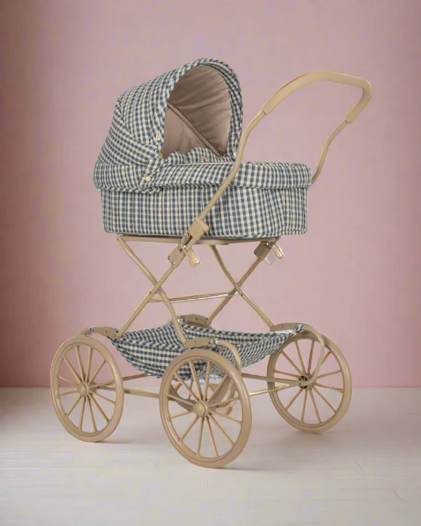 Doll Pram - Captains Blue Check - Image 5