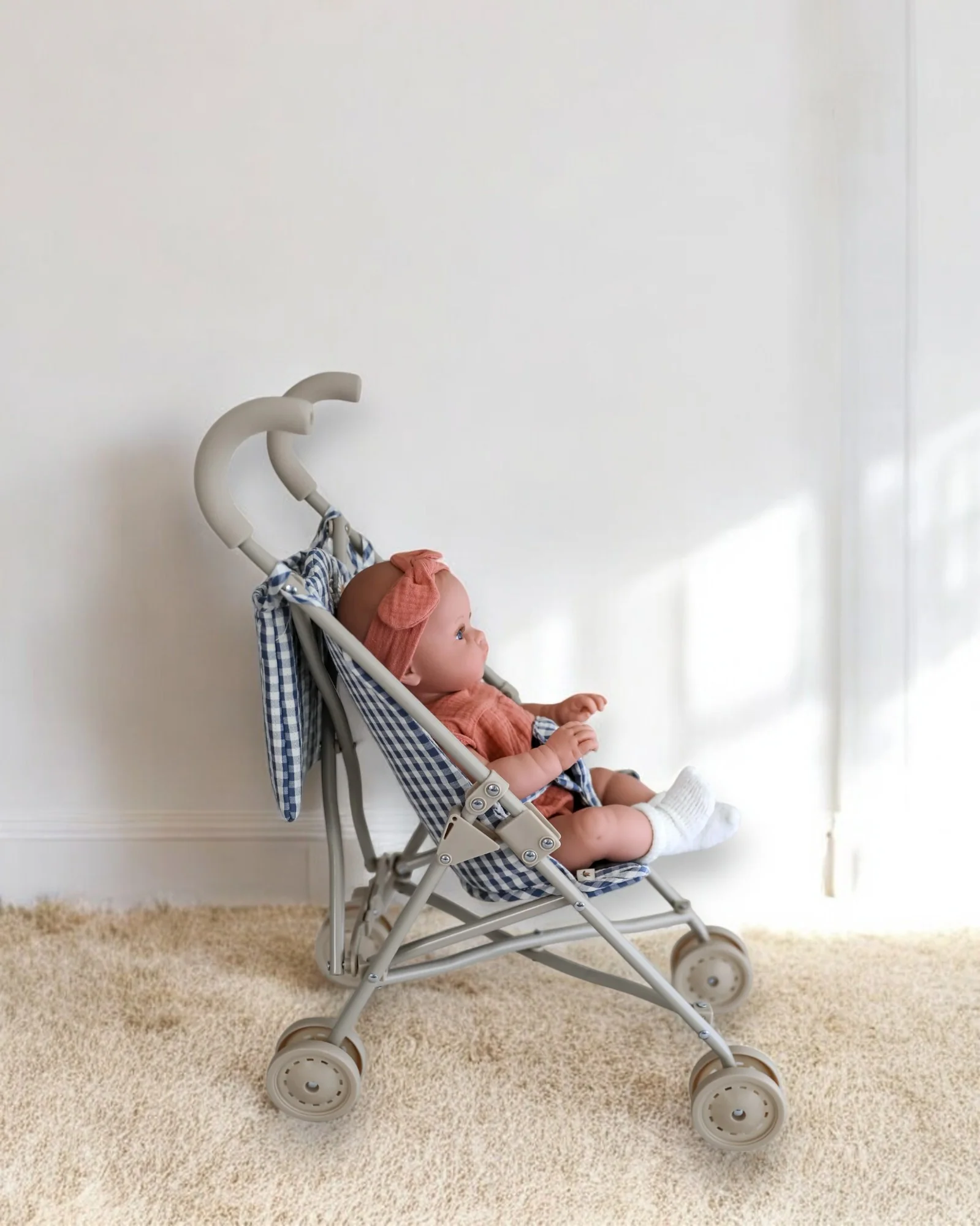 Konges Sloejd | Doll Stroller - Captains Blue Check - Image 10