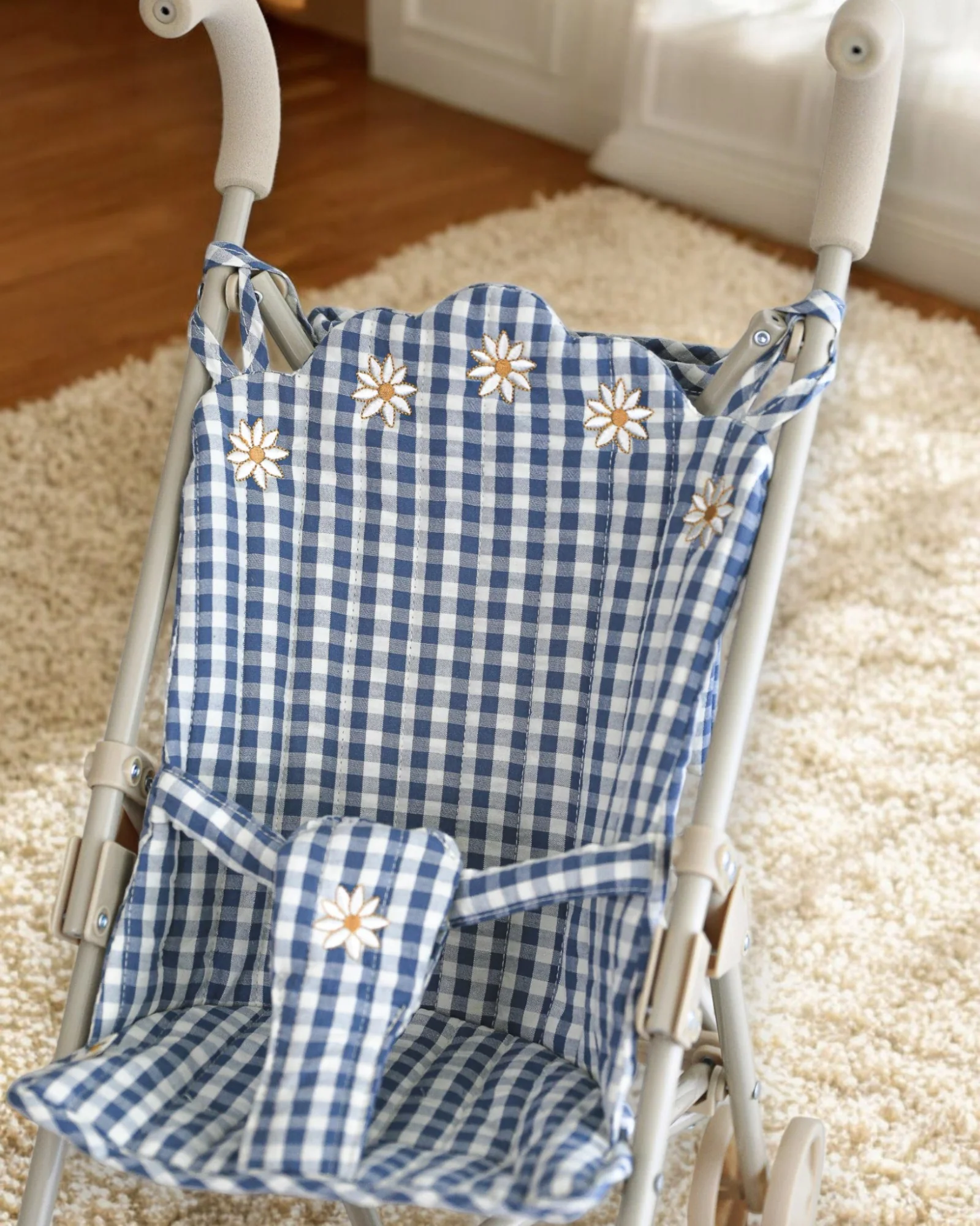Konges Sloejd | Doll Stroller - Captains Blue Check - Image 2