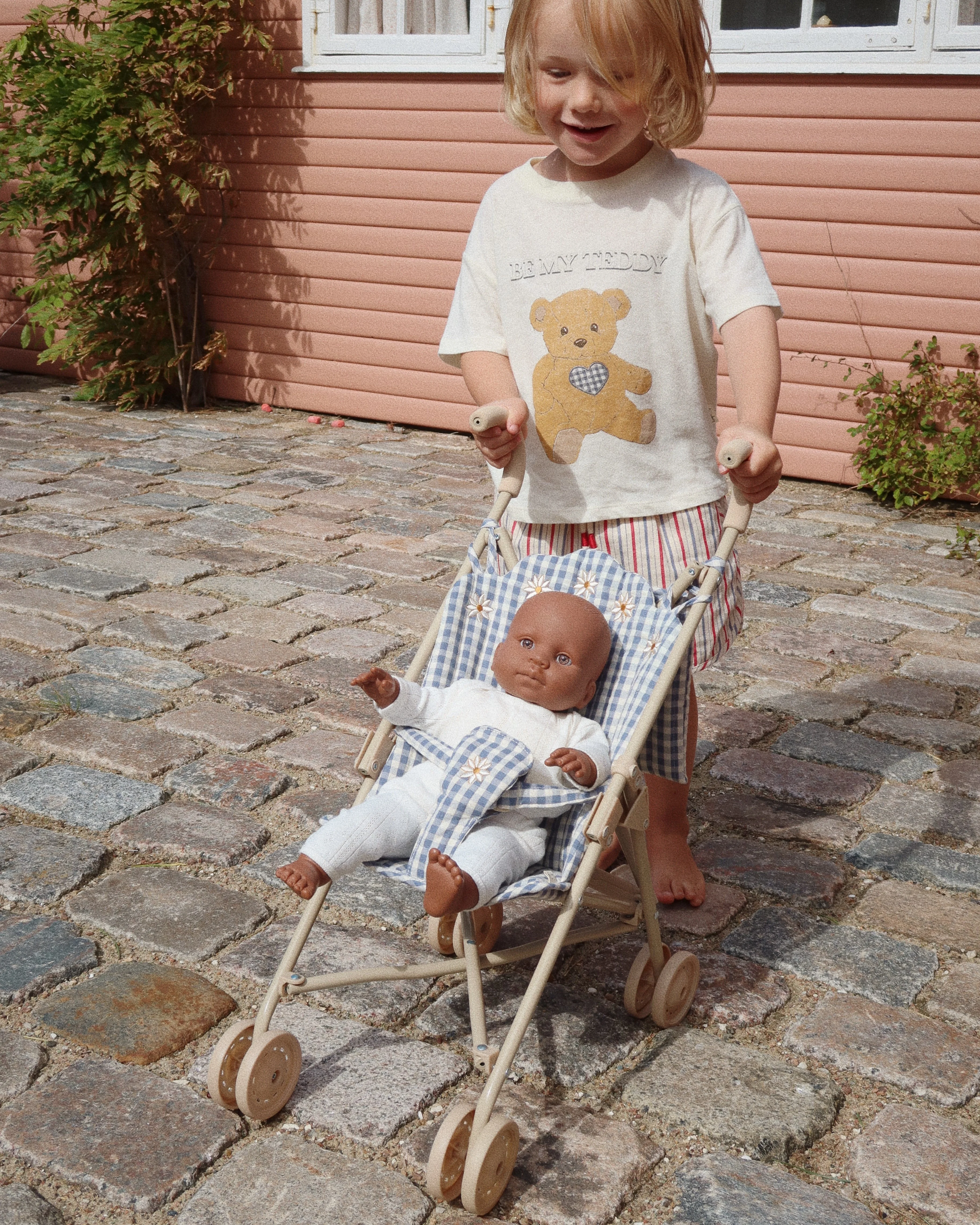 Konges Sloejd | Doll Stroller - Captains Blue Check - Image 5