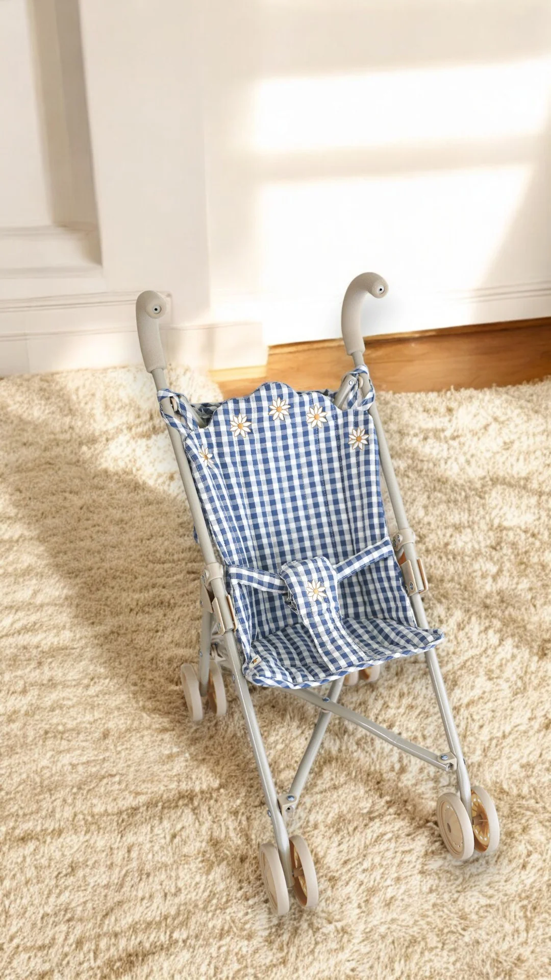 Konges Sloejd | Doll Stroller - Captains Blue Check - Image 6