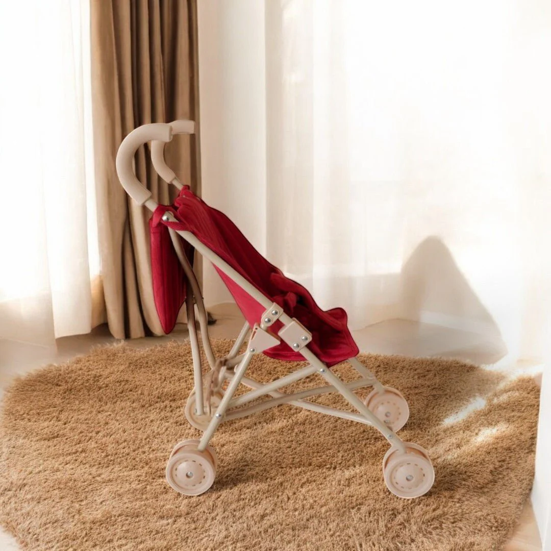 Konges Sloejd | Baby Doll Stroller - Corduroy Red - Image 3