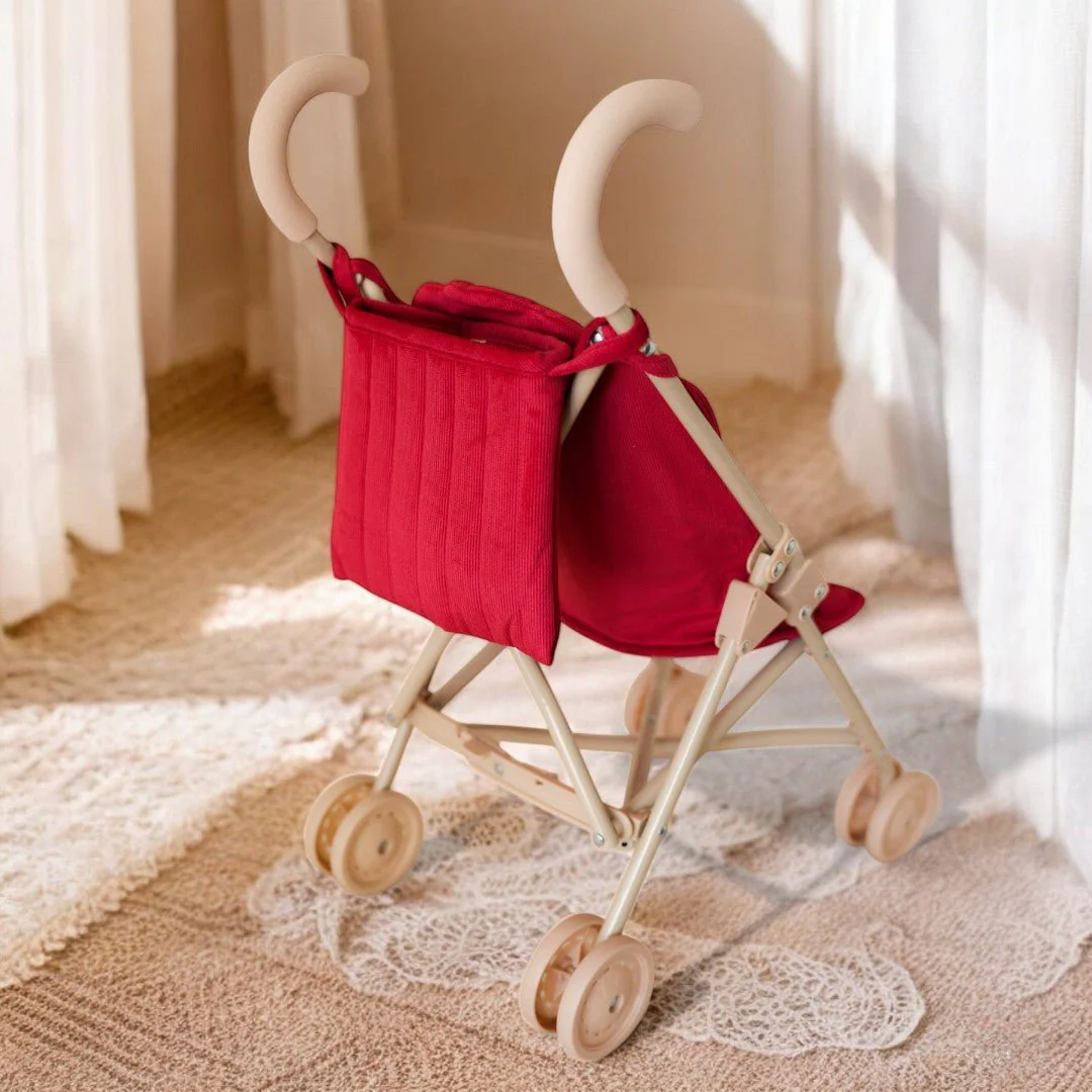 Konges Sloejd | Baby Doll Stroller - Corduroy Red - Image 4