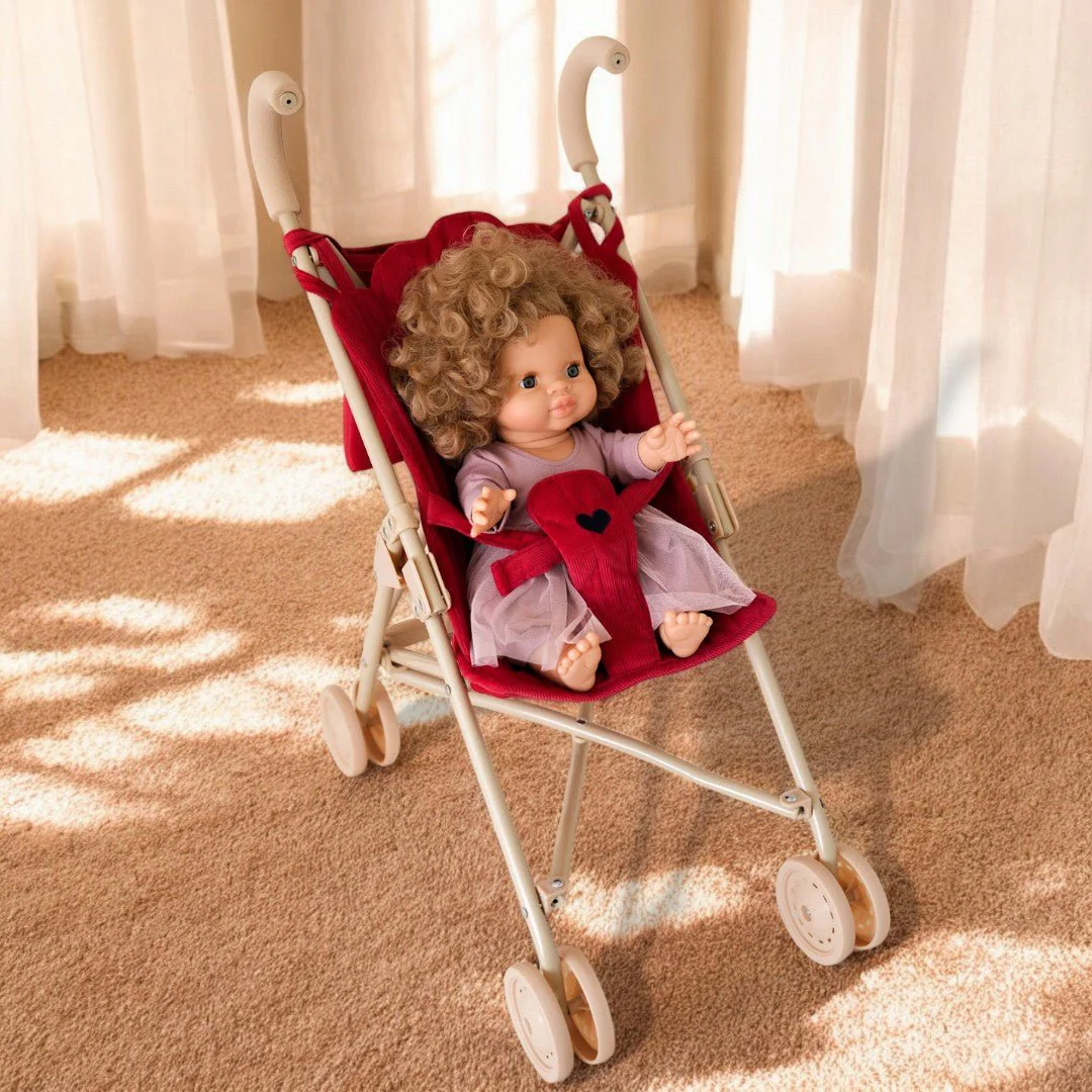 Konges Sloejd | Baby Doll Stroller - Corduroy Red - Image 5
