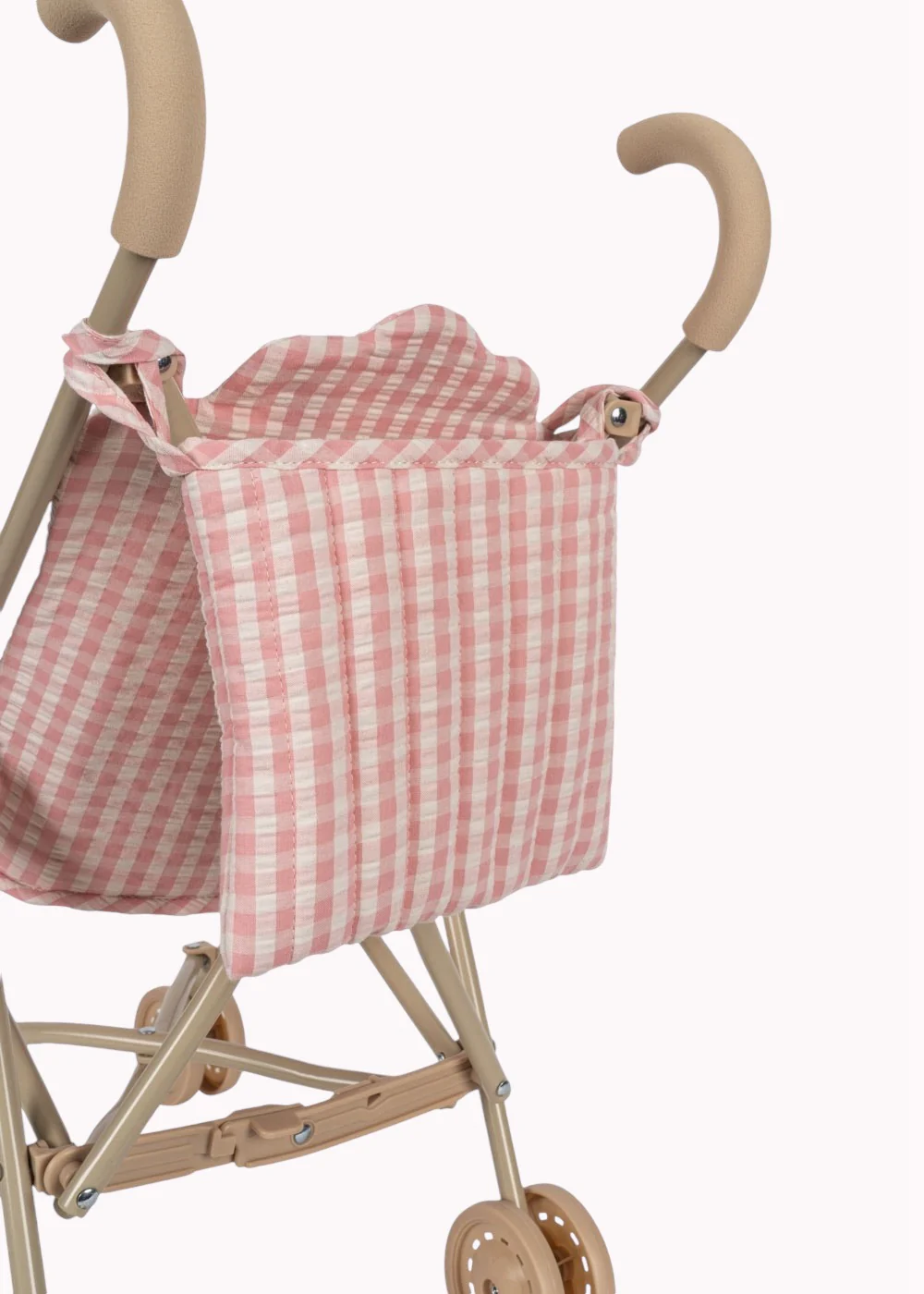 Doll Stroller - Powder Pink Check - Image 3