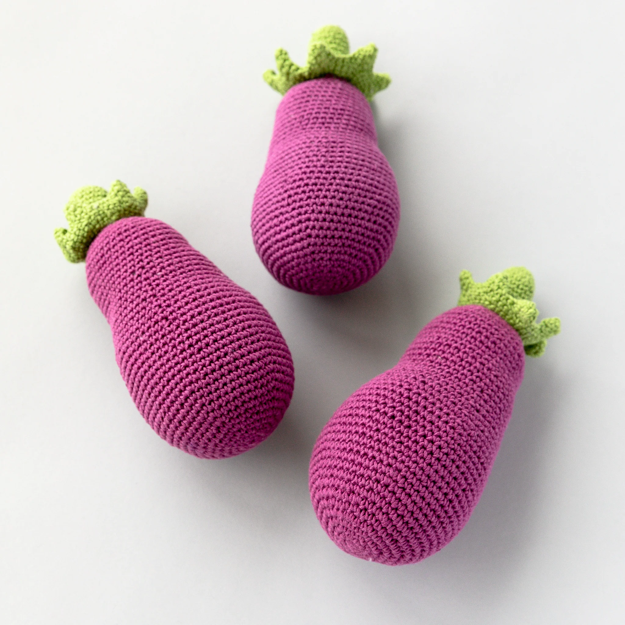 Handmade Eggplant Rattle, Play Food - Image 3