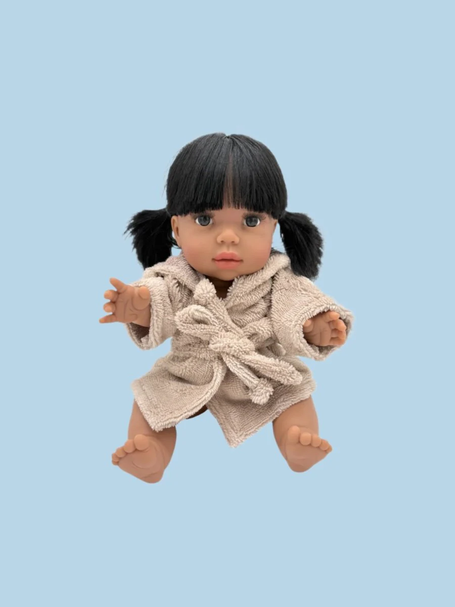 Hooded Bathrobe - Cream - Image 3