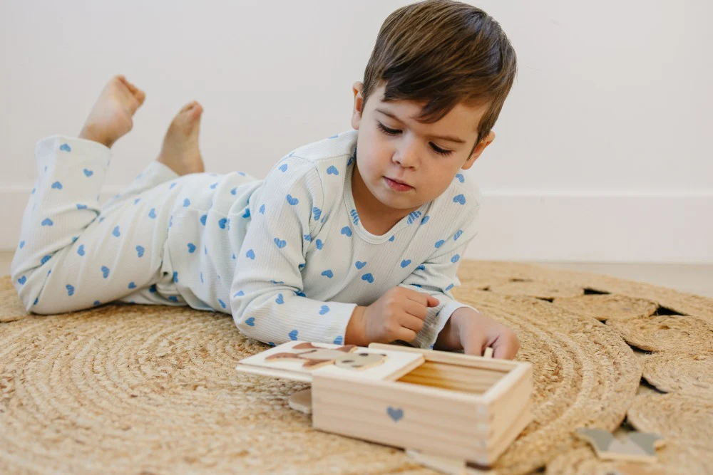 Leni & Romi | Kids Ribbed Cotton Set - Skydream Blue Hearts - Image 5