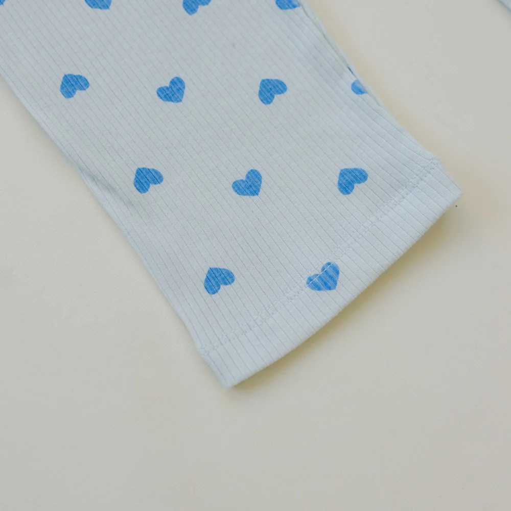Leni & Romi | Kids Ribbed Cotton Set - Skydream Blue Hearts - Image 7
