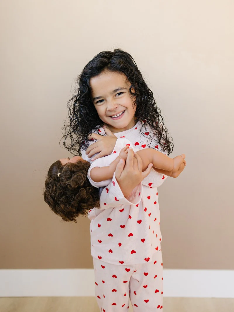 Leni & Romi | Kids Ribbed Cotton Set - Valentine Rose Hearts - Image 3