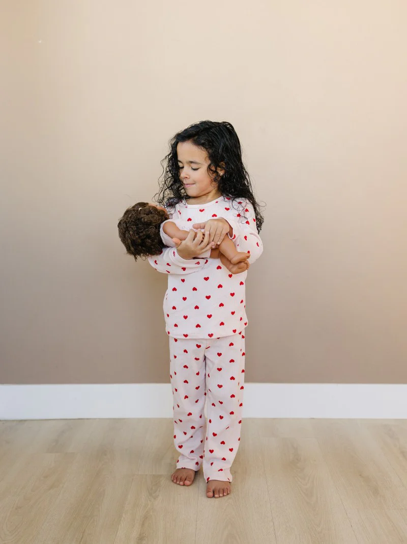 Leni & Romi | Kids Ribbed Cotton Set - Valentine Rose Hearts - Image 4