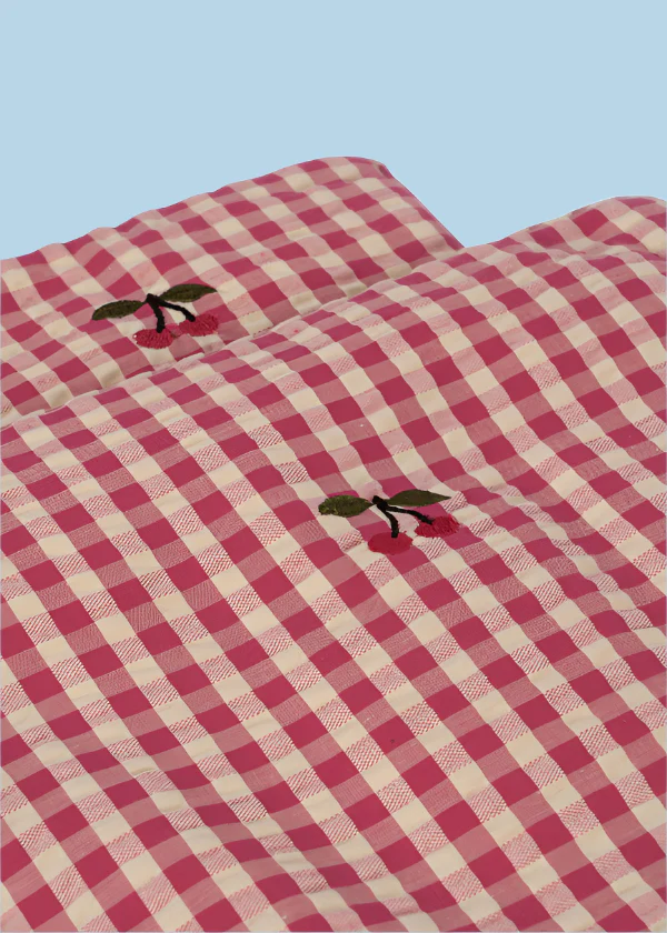 Konges Sloejd | Doll Bedding Set - Bubblegum Check - Image 2