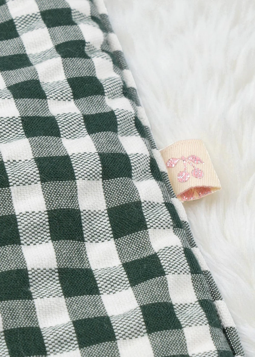 HOLIDAY EXCLUSIVE: Konges Sloejd | Doll Bedding Set - Green Check - Image 4