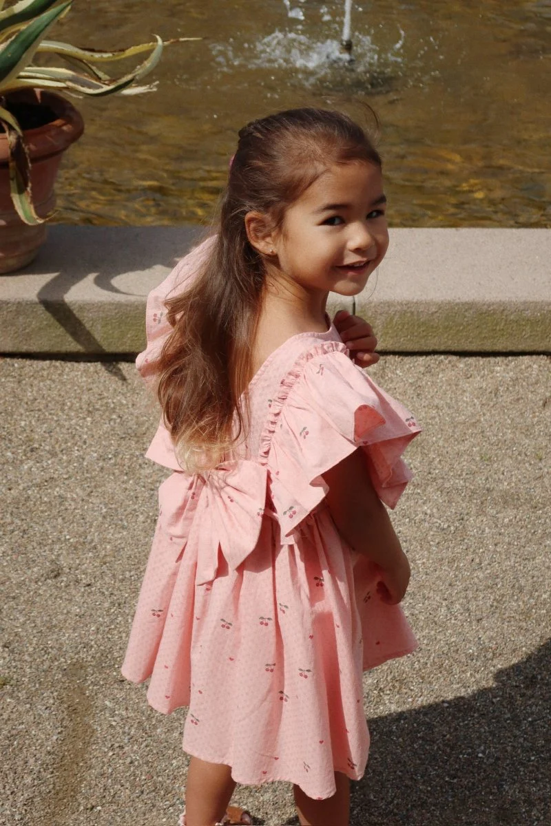 Konges Sloejd | Evia Bow Dress w/ Statement Back Bow in Cherry Coeur - Image 4