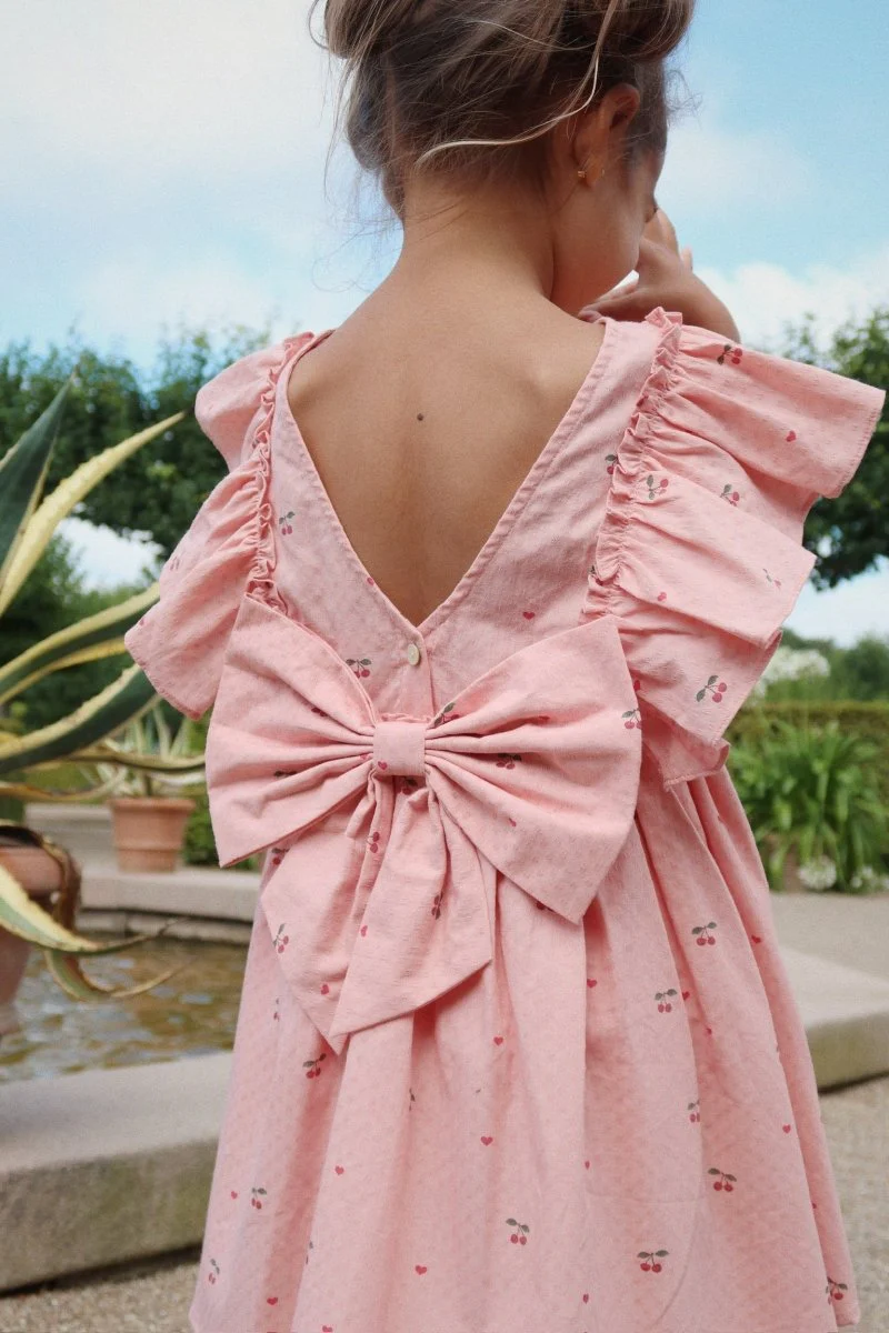 Konges Sloejd | Evia Bow Dress w/ Statement Back Bow in Cherry Coeur - Image 5