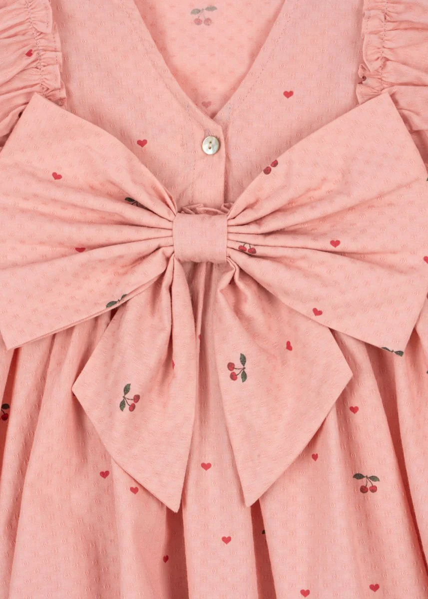 Konges Sloejd | Evia Bow Dress w/ Statement Back Bow in Cherry Coeur - Image 7