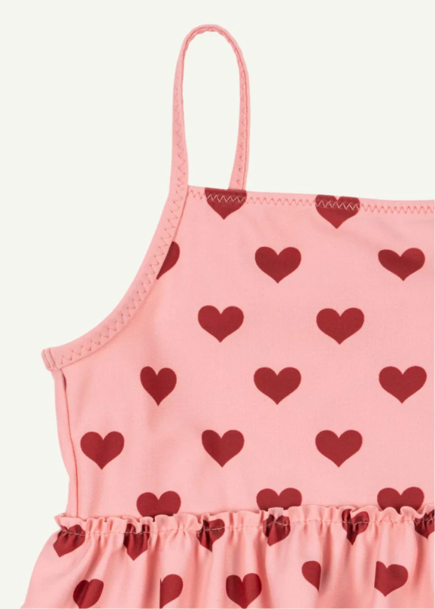 Konges Sloejd | Manuca Frill Swimsuit in Amour Pink: Heart Pattern Swimwear - Image 2