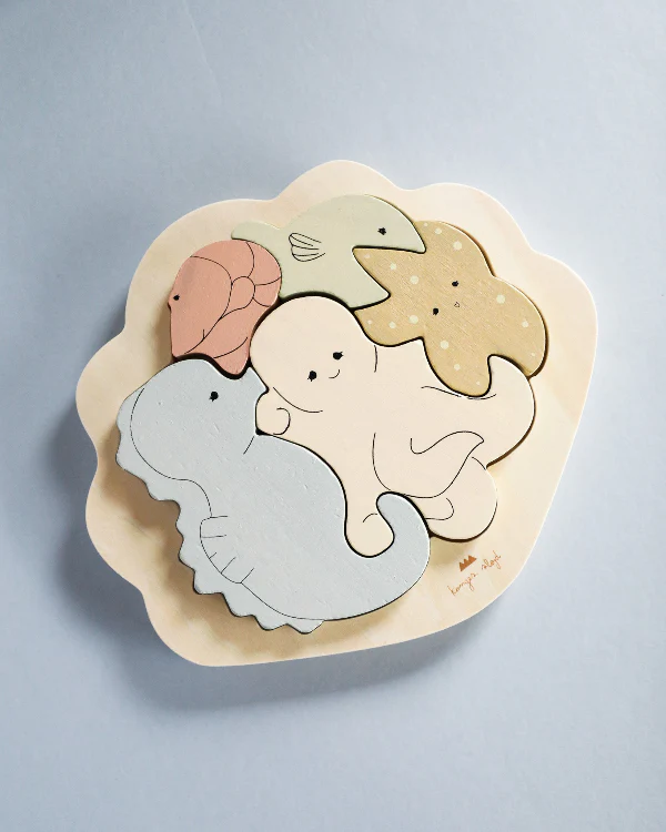 Konges Sloejd | Sea Animals Wooden Clam Puzzle - Image 2