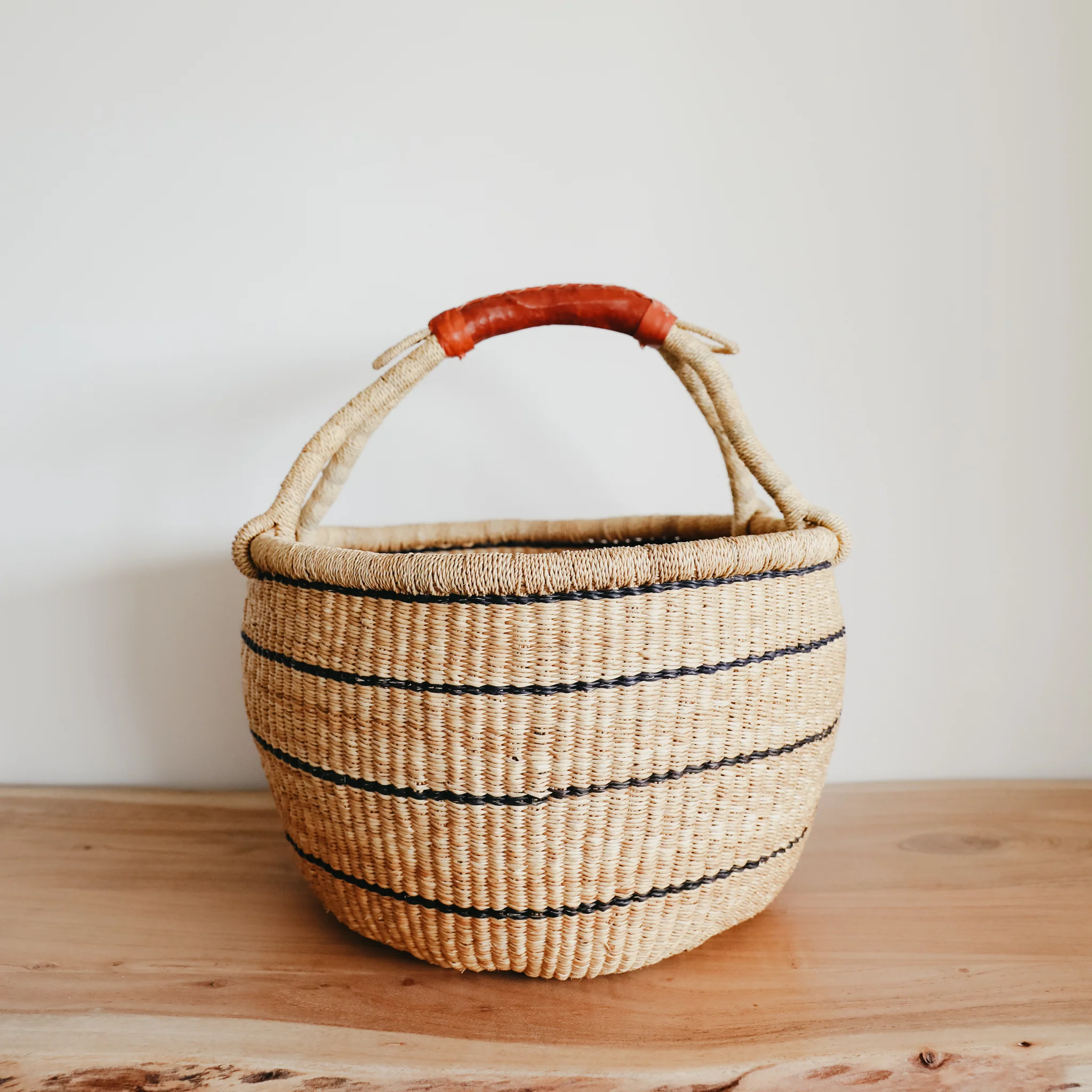Large Bolga Basket - Blue Stripes - Image 2