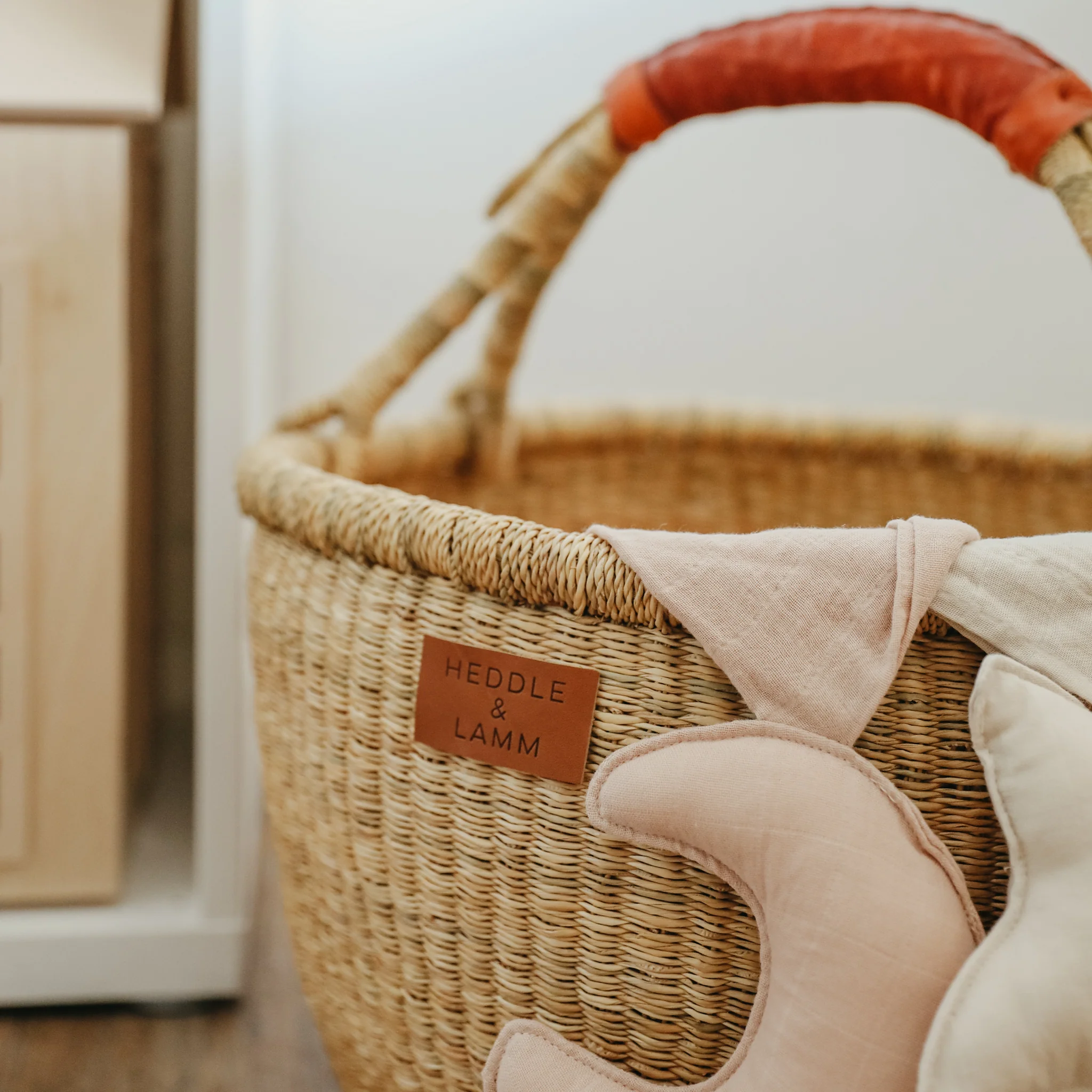 Large Bolga Basket - Brown Handle - Image 4