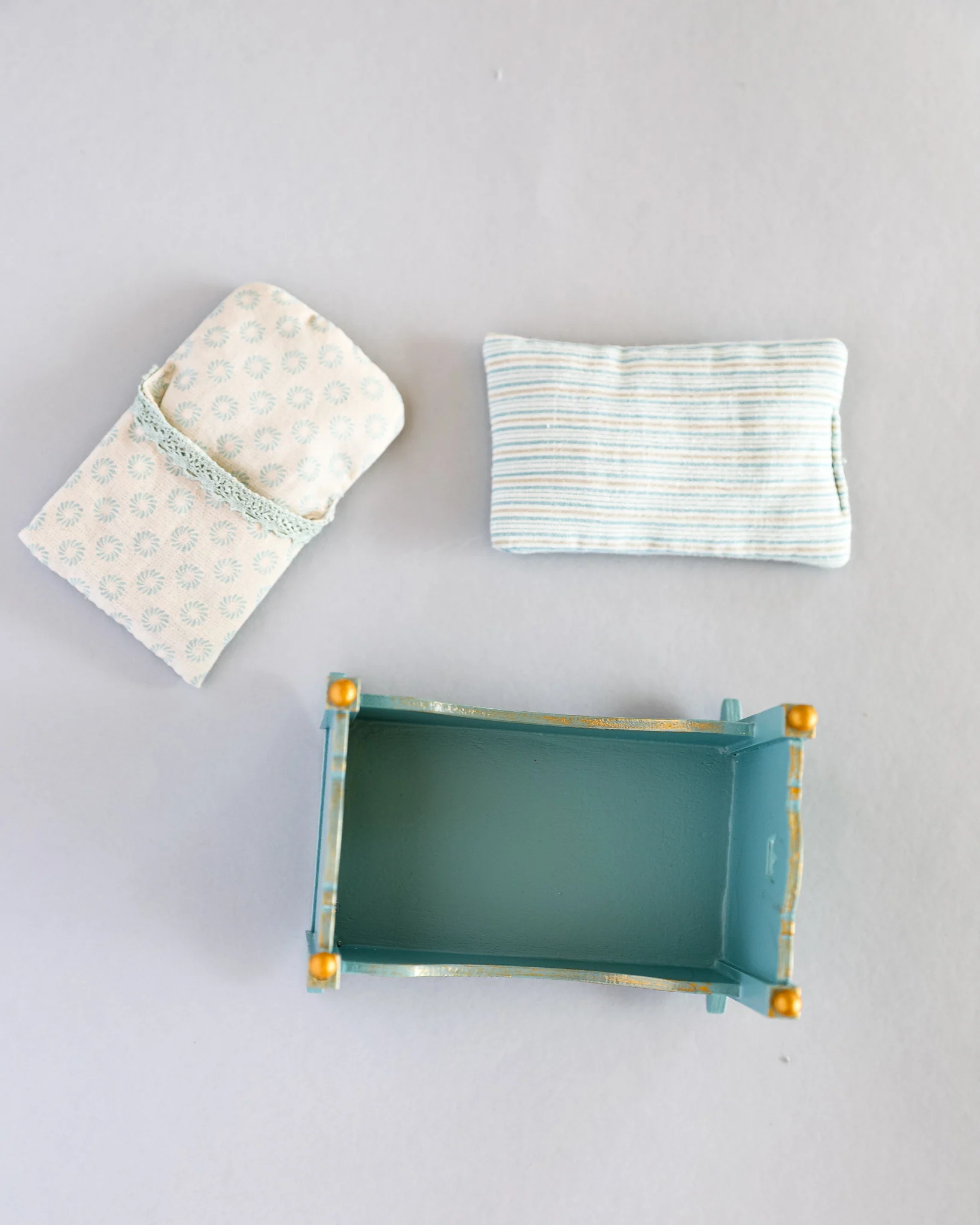 Maileg | Miniature Cradle, Baby Mouse - Blue - Image 2